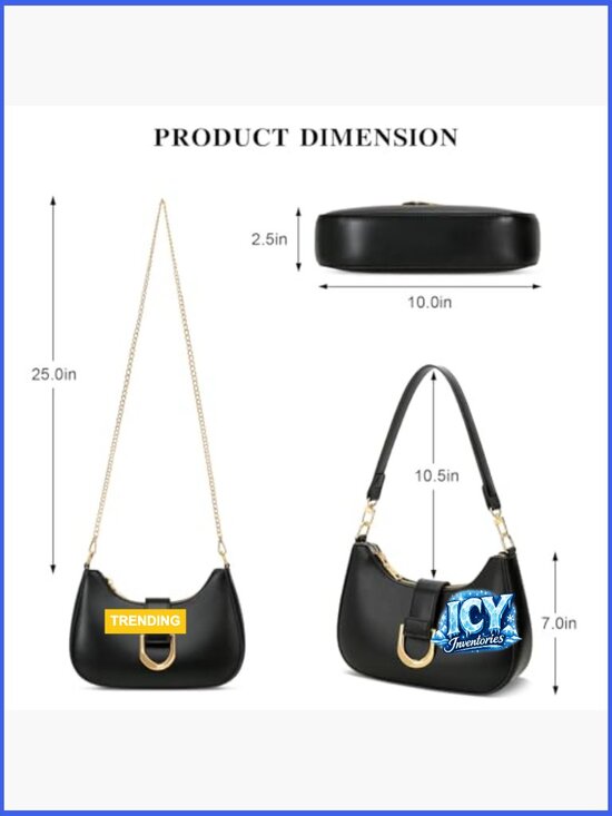Small Vegan Leather Shoulder Bag with Removable Strap, Crescent Purse